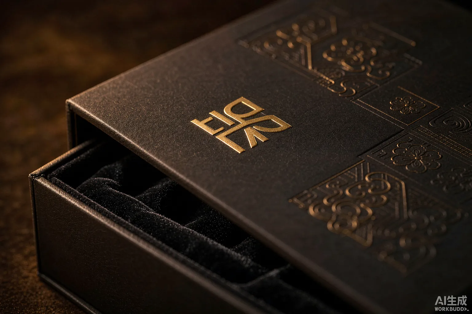 S1-4 cover: luxury box showing foil stamping, embossing, and velvet interior